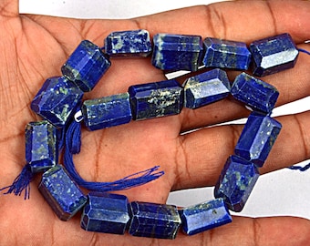 Natural Lapis Lazuli Beads: Faceted Nugget Gemstone 8 Inch Strand 10X13-10X16 MM Beads