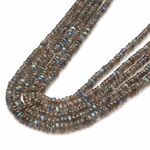 AAA Fire Labradorite Beads, Natural Blue Fire Labradorite Gemstone Beads, 13 Inch Strand, Smooth Rondelle Shape, Polishe Beads, Jewelry Bead