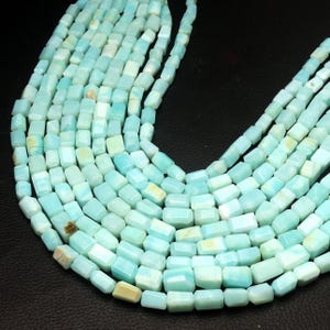 Blue Opal Beads, Blue Opal Gemstone Beads, 16 Inch Strand 8X12-7X10 MM Beads, Faceted Tumble Shape Beads, Wholesale Beads, Necklace Making