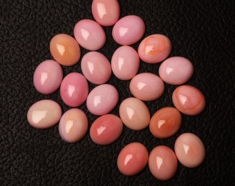Shell Gemstone, Pink Shell Oval Gemstone, Pink Queen Conch Shell Oval Cabs 8X10mm, 65 Carat Lot, Pink Shell Cabochon,