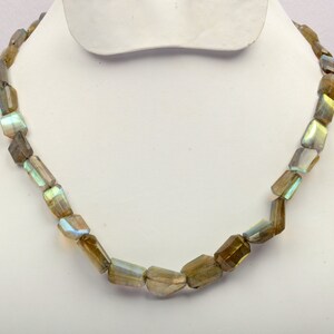Blue Fire Labradorite Necklace | Natural Labradorite Beads | 9x10-12x17 MM Beads | 925 Silver Lock | Women Jewelry | Faceted Tumble Beads