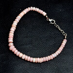 Pink Opal Bracelet, Pink Opal Gemstone Bracelet, 8 Inch Length 4-7 MM Beads, Pink Opal Faceted Rondelle Beads, 925 Silver Lock Bracelet