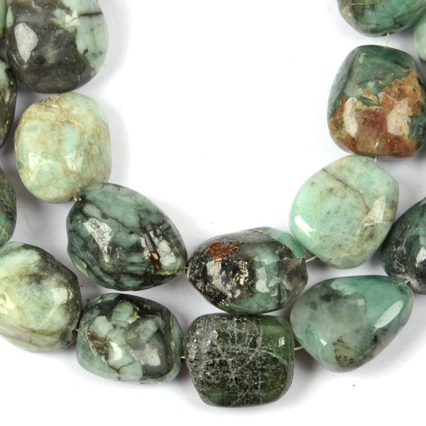 Emerald Beads/Natural Emerald Gemstones/Smooth Tumble Shape Beads/8 Inch Strand 12X15 MM Beads//Jewelry Making/Handmade Beads/Green Emerald