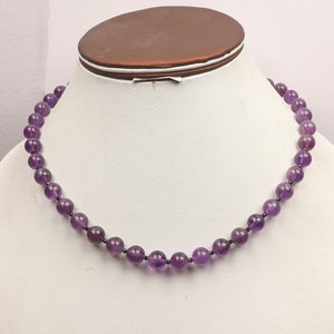 Amethyst & Spinal Beaded Necklace | 16 Inch With 925 Silver Lock 8 MM And 2 MM Round Beads | Amethyst Necklace | Beautiful Necklace | Gifts