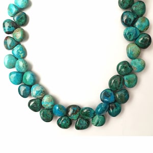 Natural Chrysocolla Beads: Smooth Heart Gemstone Strand