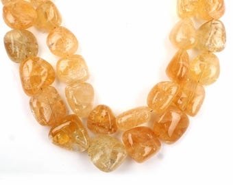 Natural Citrine Beads: Smooth Nuggets Gemstone 8 & 16 Inch Strand 12-16 MM