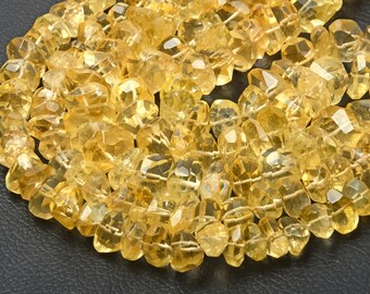 Natural Citrine Beads: Faceted Nugget Gemstone 8 Inch Strand Jewelry Making