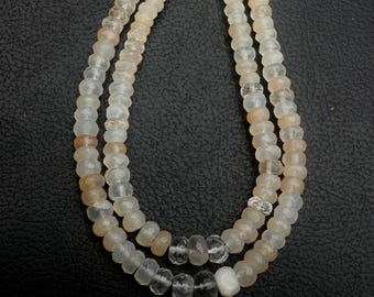Natürliche Weiße Chalcedon Perlen: Facettierte Rondell 16-Zoll-Strang 5-8 MM