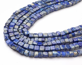 天然ラピスラズリ宝石ブルーキューブ 13x10-11 x 8 MM ルースビーズ 7