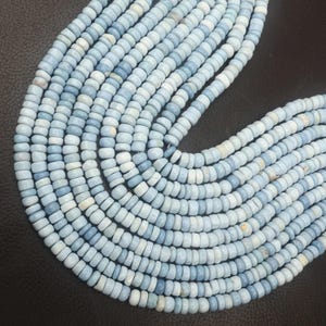 Blue Opal Beads | Natural Opal Gemstone Beads | 13 Inch Strand 6 MM Beads | Smooth Rondelle Shape Beads | Jewelry Making | Wholesale Beads
