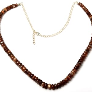 Chocolate Moonstone Necklace, Natural Moonstone Necklace, 16 Inch Length 6-8 MM Beads, Women Necklace, Handmade Necklace, 925 Silver Lock