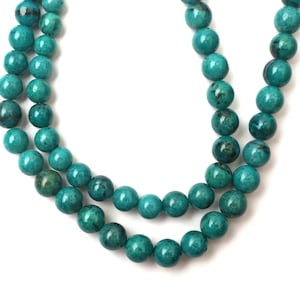 Natural Chrysocolla Beads: Smooth Round Shape Gemstone 8 Inch Strand 6-8 MM