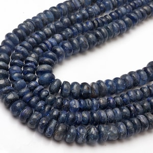 Blue Sapphire Beads, Natural Blue Sapphire Beads, Sapphire 8 & 16 Inch Strand, Gemstone Beads, Smooth Rondelle Shape Beads, Wholesale Beads