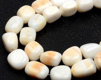 Natural White Opal Beads: Smooth Nugget Gemstone 8 Inch Strand Wholesale Beads