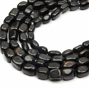 Best Quality Grade Black Obsidian Gemstone Beads Natural Black Obsidian 8 Inch Strand Nugget Smooth Beads 7X11-8X12 MM Black Obsidian Beads
