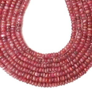 Sapphire Beads, Natural Pink Sapphire Gemstone Beads, 8 Inch Strand 6-7 MM Beads, Smooth Rondelle Beads, Wholesale Beads, Jewelry Making