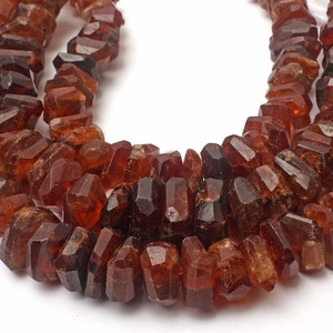 Hessonite Garnet Beads, Natural Hessonite Garnet 8 Inch Strand, Faceted Tumble Shape Beads, Hessonite Garnet Gemstone Beads, Handmade Beads