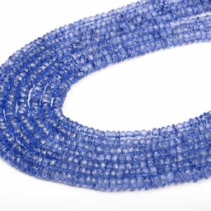 Blue Topaz Beads, Natural Topaz Gemstone Beads, Faceted Rondelle Beads, Drilled Beads, 13 Inch Strand 4 MM Beads, Topaz Jewelry Making Beads