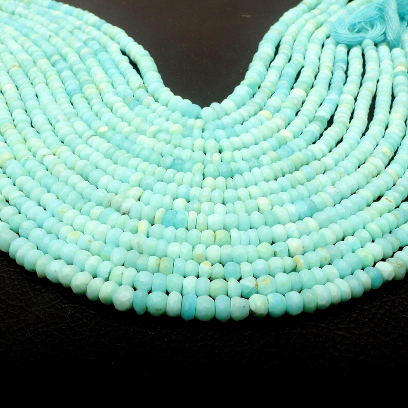 Cuentas de ópalo peruano: Gema facetada en forma de rondel, hilo de 33 ...