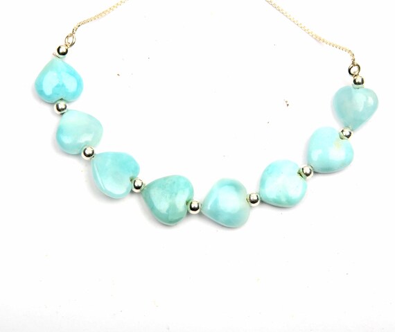 ラリマー　ハート型　ブレスレット 楽天市場】【一点物】【高品質】ラリマー ハート ブレスレット 天然石