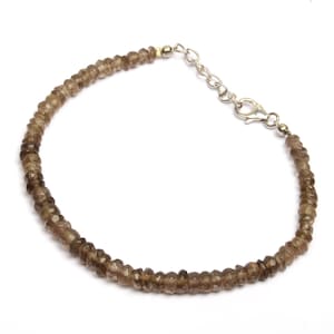 Natural Smokey Quartz Bracelet, 8 Inch Length 4-5 MM Bead, Smokey Quartz Jewelry, Gift For Her, 925 Silver Lock Bracelet, Dainty Bracelet