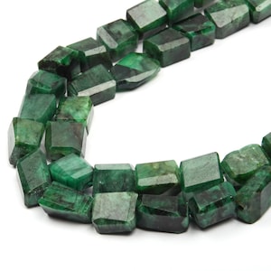 Natural Emerald Gemstone Beads, Green Emerald Faceted Tumble Shape Beads, 13 Inch Strand 9x12-10X15 MM Beads, Green Emerald, Handmade Beads