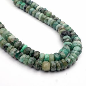 Emerald Beads, Natural Emerald Gemstone Beads 16 Inch Strand 7-9 MM Beads, Faceted Rondelle Beads, Genuine Emerald Beads, Jewelry Making