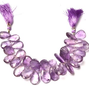 Amethyst Beads, Natural Amethyst Gemstone, 8 Inch Strand 6X10-15X25 MM, Faceted Pear Shape, Amethyst Jewelry Beads, Handmade Gemstone Beads