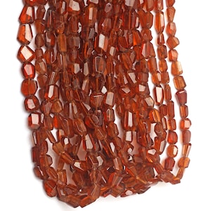 Hessonite Garnet Beads, Natural Hessonite Garnet Gemstone Beads, 8 Inch Strand 5-10 MM Beads, Faceted Tumble Shape Beads, Garnet Beads