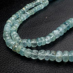 Faceted Aquamarine Rondelle Beads: Natural Gemstone Strand (4-5mm, 8 Inch