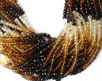 Natural Smokey Quartz Beads: Faceted Rondelle Gemstone 13 Inch Strand 3-4 MM Jewelry Making