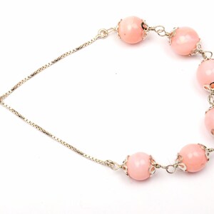 Pink Opal Bracelet, 925 Sterling Silver Chin, 8 Inch Length, 8 MM Beads, Smooth Round Beads, Adjustable Silver Lock, Women Gift Bracelet