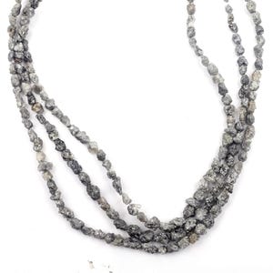 Gray Diamond Beads, Natural Gray Diamond Gemstone Beads, 8 Inch Strand 3-5 MM Beads, Uncut Rough Beads, Jewelry Making, Ray Diamond Necklace