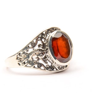 Garnet Silver Ring, Natural Garnet Ring, Handmade Ring, Red Garnet Stone, 925 Sterling Silver Ring, Men&#39;s Fashionable Design, Gifted Ring