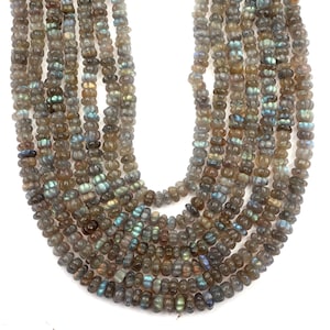 AAA Labradorite Beads, Natural Blue Flashy Labradorite Beads, 8 Inch Strand 6-7 MM Beads, Carved Melon, Rondelle Shape Beads, Jewelry Making