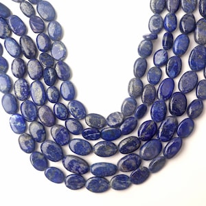Lapis Lazuli Beads, Natural Lapis Lazuli Gemstone Beads, 13 Inch Strand, Drilled Beads, Smooth Oval Beads, Gemstone Beads, Handmade Beads
