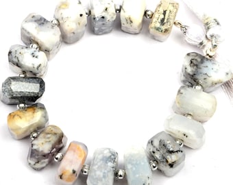 Natürliche Dendrit-Opal Perlen: Facettierte Nugget Edelstein 8-Zoll-Strang 11-12 mm Perlen