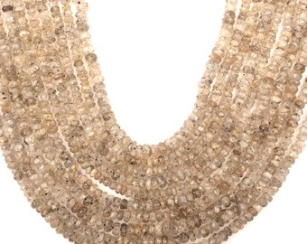 Black Rutile Beads: Faceted Rondelle Gemstone 13 Inch Strand 4-5 MM