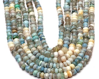 Naturliga Multi Opal Pärlor: Facetterad Rondelle Ädelsten 13 Inch Strand 4-5 MM Pärlor