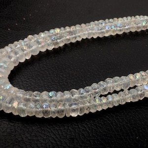Fire Rainbow Hydro Quartz Beads, Angel Aura Crystal Quartz Gemstone Bead, 16 Inch Strand 4-8 MM Beads, Faceted Rondelle Beads, Jewelry Beads