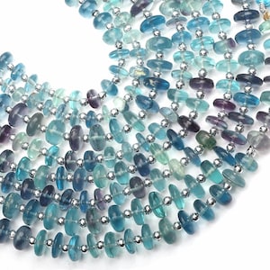 Natuurlijke specifieke blauwe fluoriet edelsteen kralen/topkwaliteit fluoriet rondelle vorm kralen/fluoriet 7 inch volledige streng 6-8 MM/groothandel kralen
