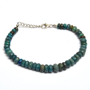Faceted Chrysocolla Beaded Bracelet, 5-8 MM Beads, 8 Inches Bracelet, Natural Chrysocolla Beads Jewelry, Gift For Her, Silver Bracelet