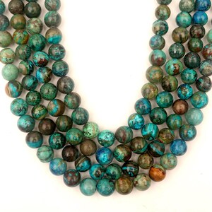 Smooth Round Chrysocolla Gemstone Beads: 8-9mm Strand