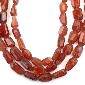 Hessonite Garnet Beads, Natural Hessonite Garnet Beads, 8 Inch Strand 11-15 MM Beads, Faceted Tumble Beads, Gemstone Beads, Handmade Beads