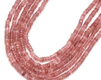 Natural Strawberry Quartz Beads, Strawberry Quartz Smooth Beads, 16 Inch Strand, Rondelle Shape Beads, Jewelry Making, Wholesale Beads