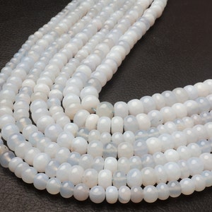 Lace Agate Beads, Natural Blue Lace Agate Gemstone Beads, 13 Inch Strand, Smooth Beads, Rondelle Beads, Wholesale Beads, Drilled Beads
