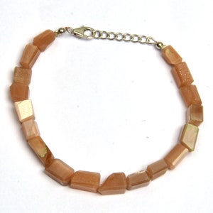 Peach Moonstone Bracelet | 8 Inch Length | Natural Peach Moonstone Bracelet | 925 Silver Lock | Gemstone Bracelet | Handmade Bracelet