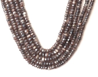 Natural Brown Moonstone Beads: Faceted Rondelle Gemstone 13 Inch Strand 4-6 MM Beads