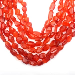 AAA Carnelian Beads, Natural Carnelian Gemstone Beads, 8 Inch Strand 10-14 MM Beads, Handmade Beads, Faceted Nugget Shape, Jewelry Making