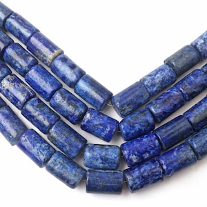 Lapis Lazuli Beads, Natural Lapis Lazuli Gemstone Beads, 8 Inch Strand 10x15 MM Beads, Drilled Lapis Beads, Smooth Beads, Tube Shape Beads
